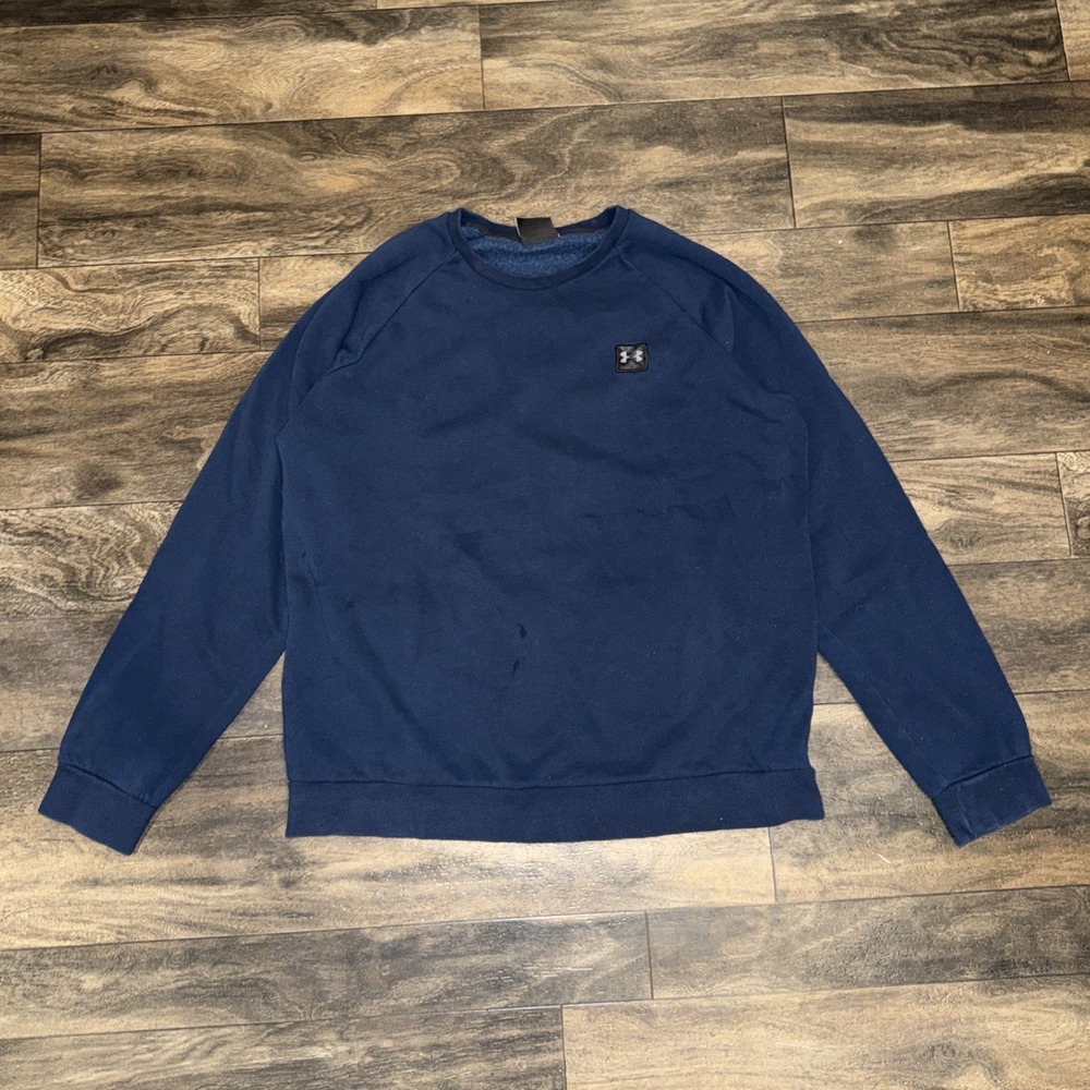 Under Armour Sweater Crewneck Pullover Men's Size L Navy Blue Athletic Wear Gym